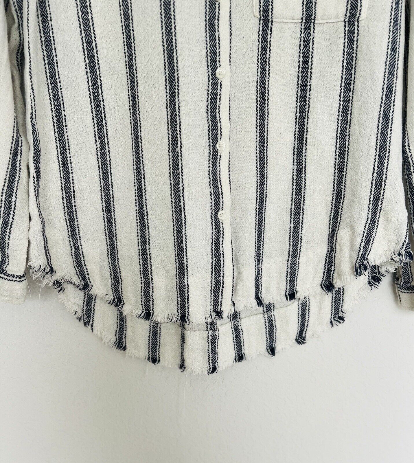 ANTHROPOLOGIE Cloth & Stone Woven Striped Button Up Shirt Sz S Long Sleeve