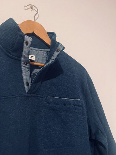 Magellan Mens Campfire Mock Sweater/Jacket Sz M Blue Pullover 1/4 Snap Outdoor