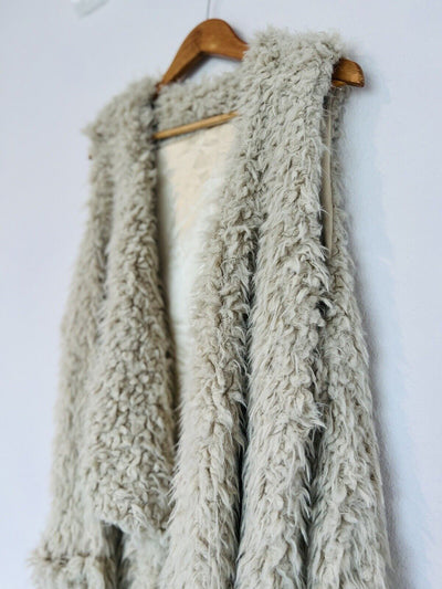 Unbranded Jacket Faux shaggy Sherpa Fur Vest Waterfall Front Sleeveless Lined