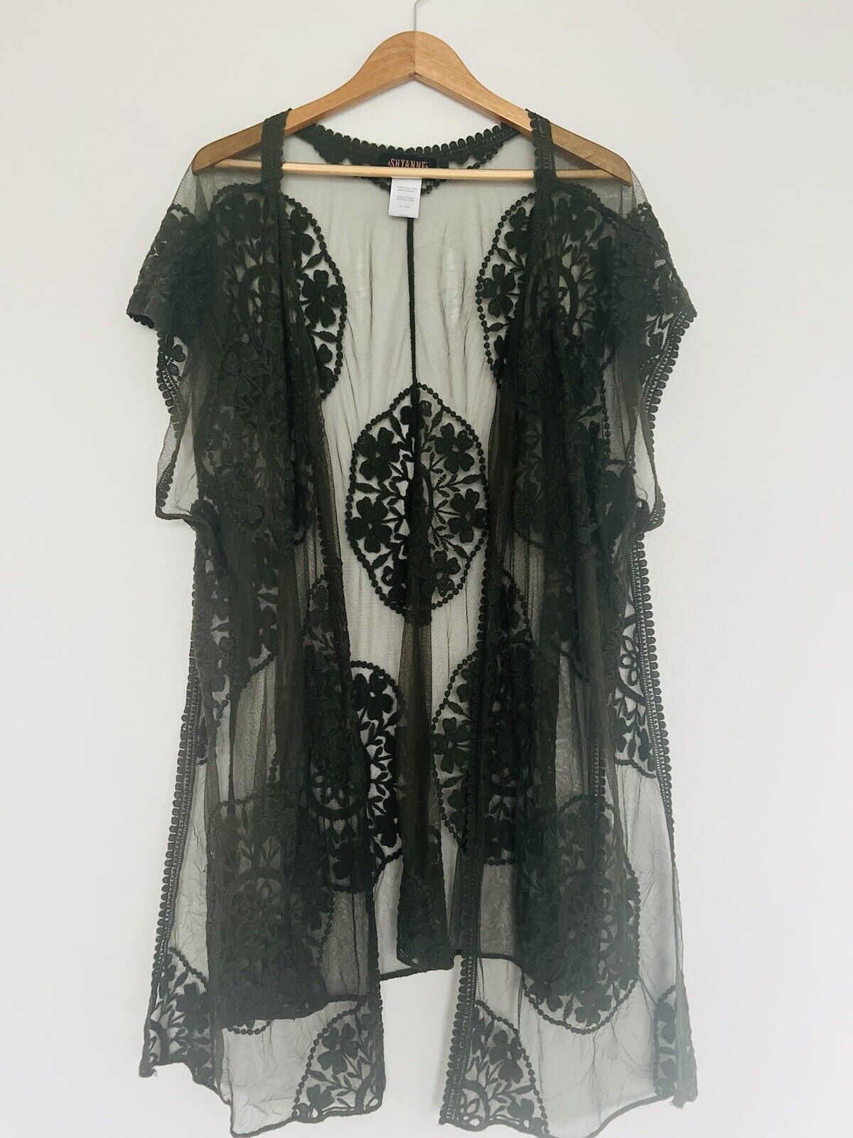 Shyanne Olive Medellin Lace Shawl Overlay Boho Vest Tie Boho Festival Western