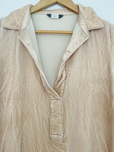 Sundance Blue Tassel 100% Silk Velvet Velour Top Tunic V Neck Collar Hi-Low