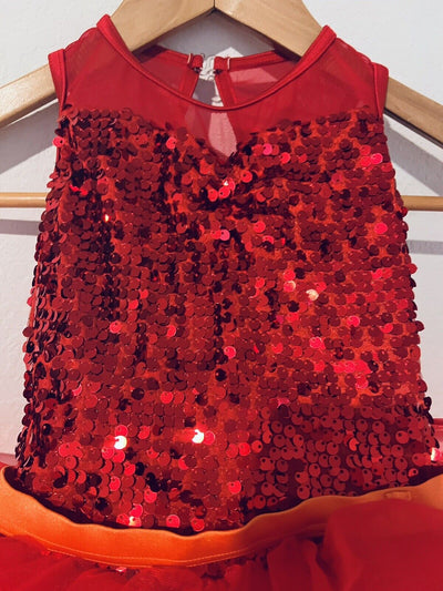 WIESSMAN Ballet Girls Dance Dress Sz SC Red/Pink/Orange Tutu Sequin Style 14218