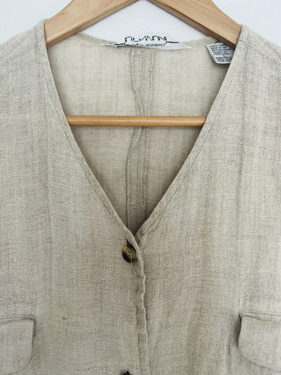 Compagnie International Express VTG 100% Linen Button-Up Shirt Sz L Lagenlook