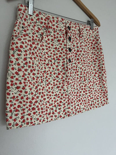 BILLABONG Floral Flower Denim Mini Skirt Sz 30W 90s 2Yk Boho