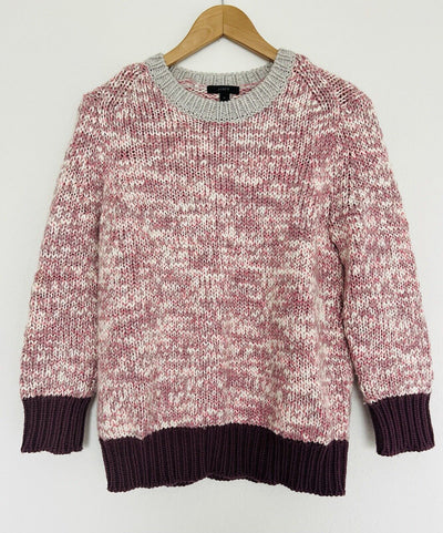 J. CREW Wool Blend Sweater Sz M Crewneck Pink 3/4 Sleeves