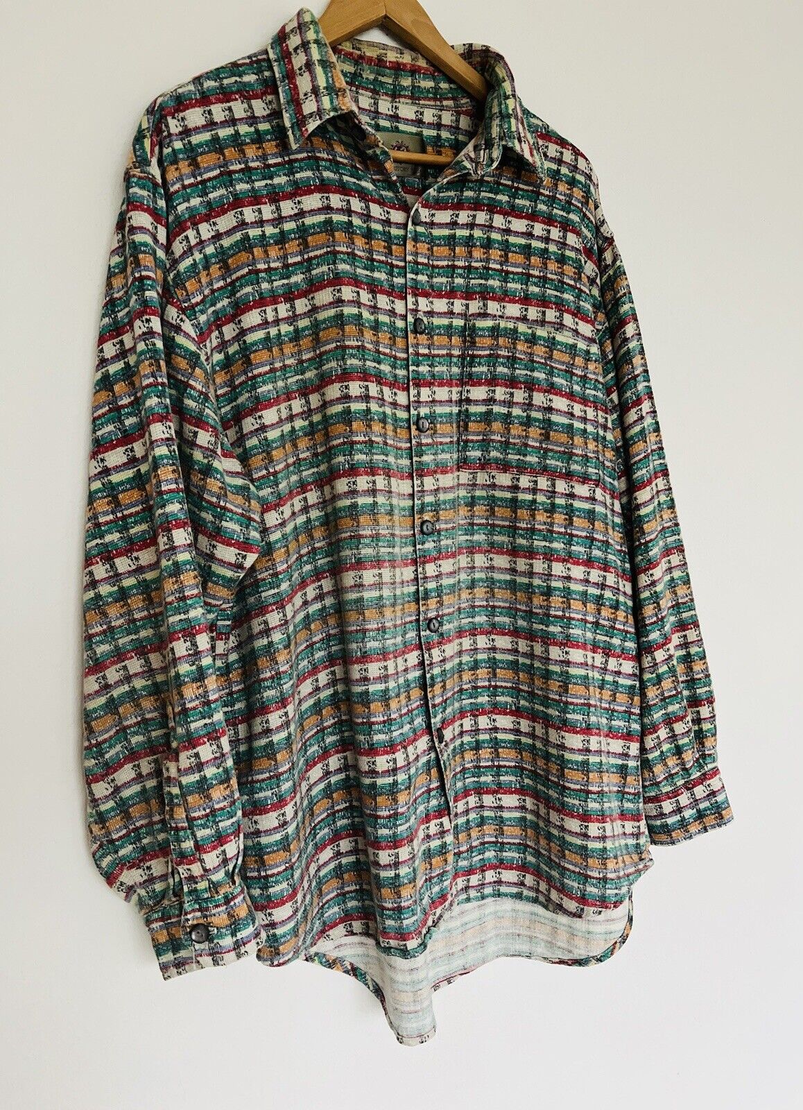 The Territory Ahead VTG Men Knit Shirt Sz XL Long Sleeve Button Down Cotton