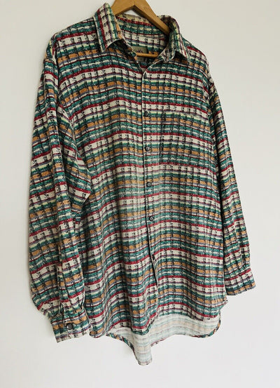 The Territory Ahead VTG Men Knit Shirt Sz XL Long Sleeve Button Down Cotton