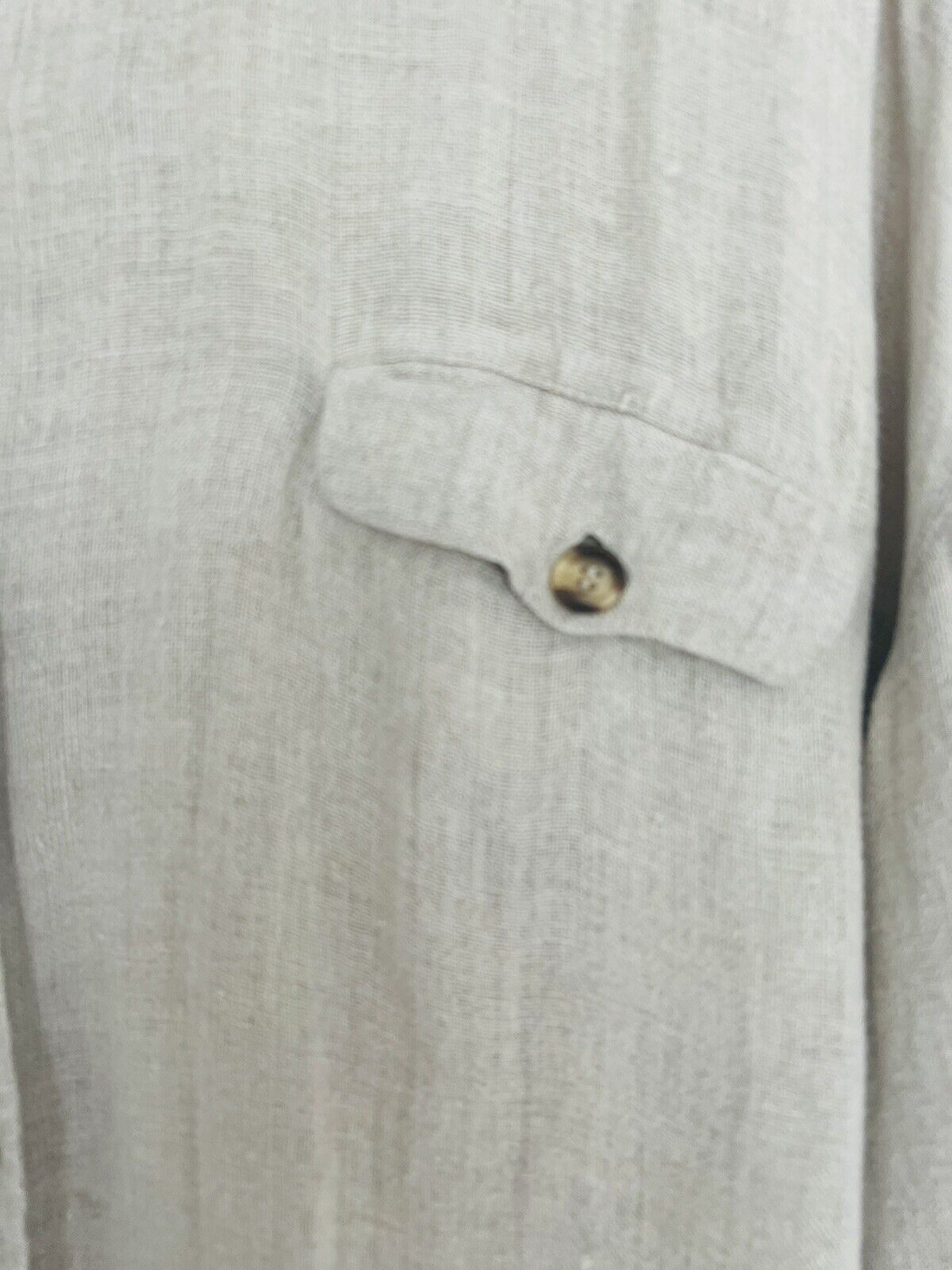Compagnie International Express VTG 100% Linen Button-Up Shirt Sz L Lagenlook