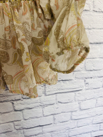 WORLD MARKET Paisley Top Sz S/M Embroidered Pastel Lightweight Boho Peasant