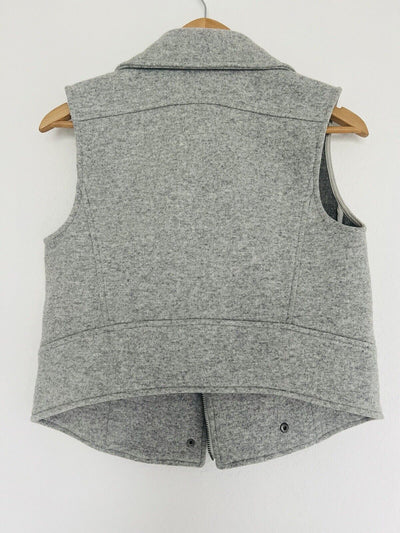 CLUB MONACO Wool Moto Vest Womens S Gray Cropped Biker Asymmetric