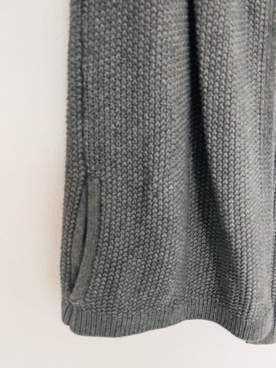 ARMANI EXCHANGE Knitted Short Sleeve Cardigan Sz S Cable Knit Collar Open Front
