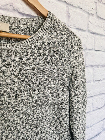 LOFT Womens Sweater Dress Sz M Black & White Heavy Knit Warm Trending Style