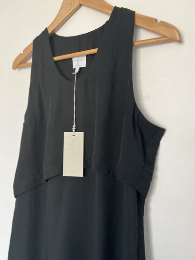 ALTERNATIVE NWT Classic Black Shift Dress Sz M Asymmetric Double Hem Sleeveless