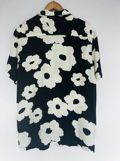 DENIM & FLOWER Ricky Singh Button Down Shirt Sz XL Viscose Floral Short Sleeve