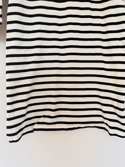 KATE SPADE Dress Sz XS Collar Cream Blue Stripe Jersey Knit Long Sleeve Nautical