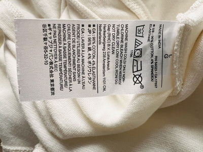 BANANA REPUBLIC Womens Ivory Ruffle Blouse Sz L Crop Short Sleeve Open Back Top