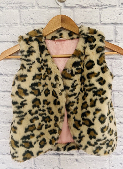 HANNA ANDERSSON Vest  Leopard Faux Fur Animal Print Sz 10 Girls