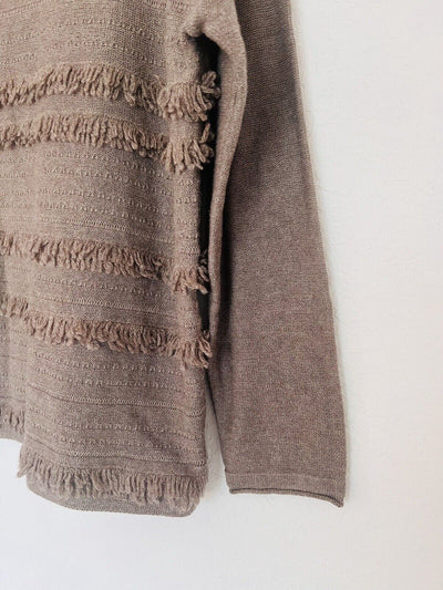 J. JILL Brown Textured Sweater Sz S Brown Long Sleeve Round Neck Wool Blend