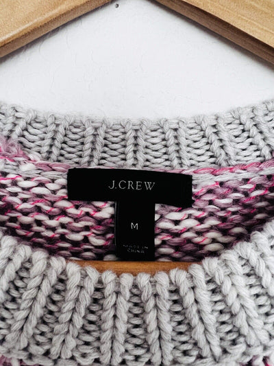 J. CREW Wool Blend Sweater Sz M Crewneck Pink 3/4 Sleeves