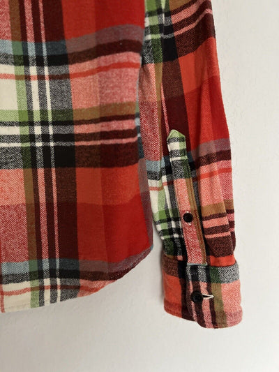 HOLLISTER Red Plaid Heavy Flannel Shirt Sz S Long Sleeve Botton Down Outdoors