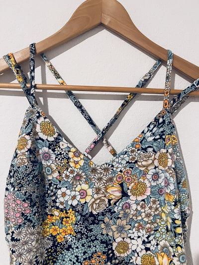 WILD FABLE Floral Daisy Jumpsuit Jumper Sz S Wide Leg Romper Boho Hippie