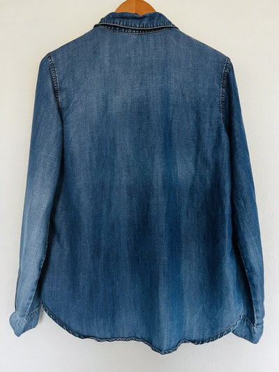ANTHROPOLOGIE Cloth & Stone Chambray Shirt Sz L Long Sleeve Button Down