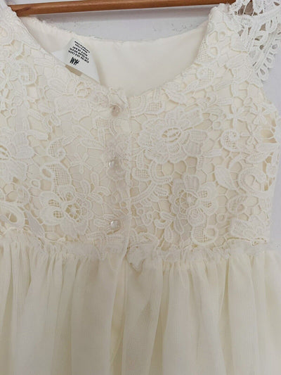 H&M Crochet Lace Tulle Tired Dress Sz 8 Girls Ruffle Hem Holiday Easter Formal