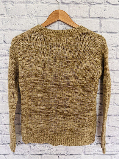 REWIND French Bulldog Novelty Sweater Sz XS Tan Brown Knit Fun Dog Lover
