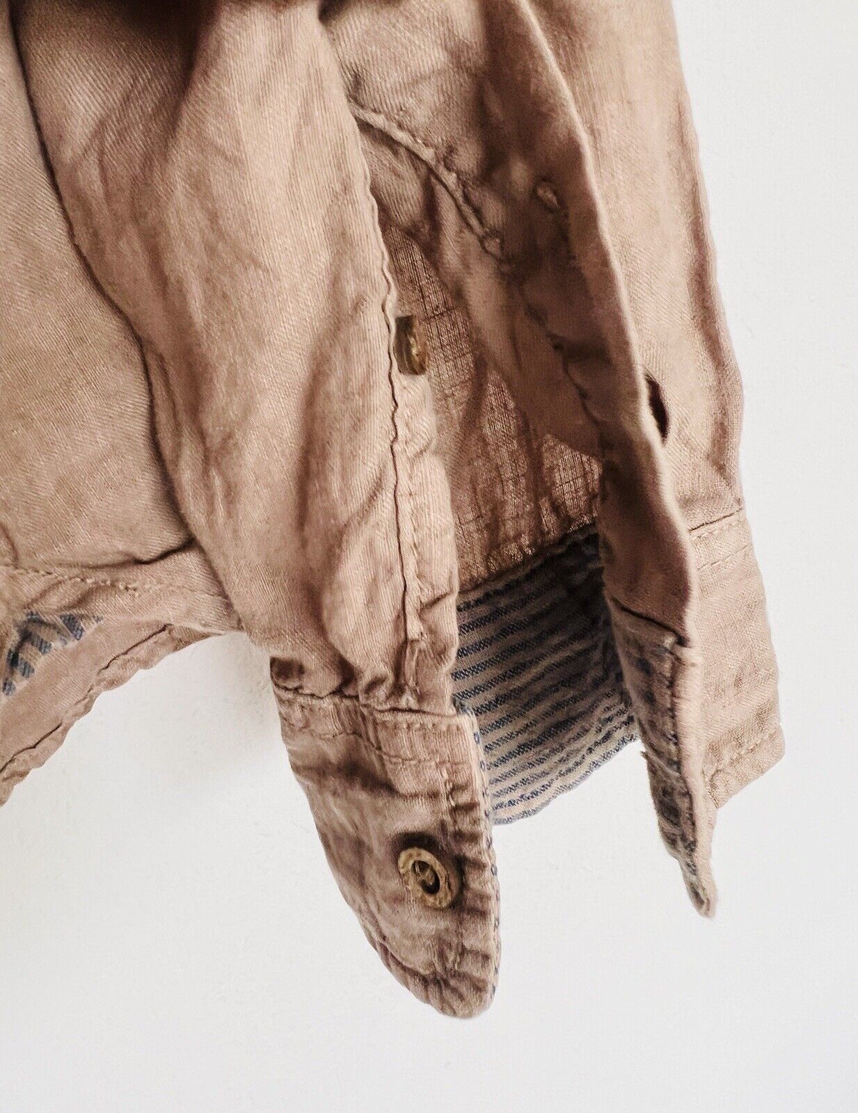 THE NEW IVY BRAND Mens Button Up Shirt Sz XL Beige 100% Linen Long Sleeve