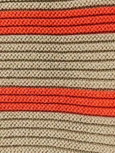 TALBOTS Striped Tunic Sweater Sz 1X Orange/beige 3/4 Sleeve Heavy Knit