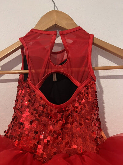 WIESSMAN Ballet Girls Dance Dress Sz SC Red/Pink/Orange Tutu Sequin Style 14218