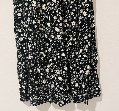 WHO WHAT WEAR Floral Maxi Dress Sz S Tie Collar Ruffle Balloon Sleeves Peasant