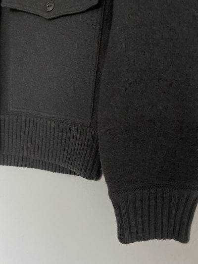 PENGUIN 100% Wool Sweater Sz M Gray Zip Mock Neck Chore Pockets Academia