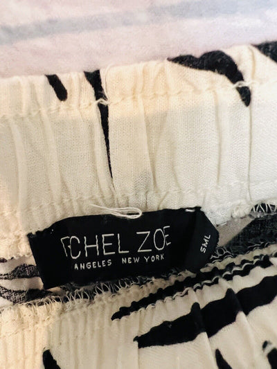 RACHEL ZOE Zebra Animal Print Drawstring Pant Sz S Linen Blend Oversized Fit