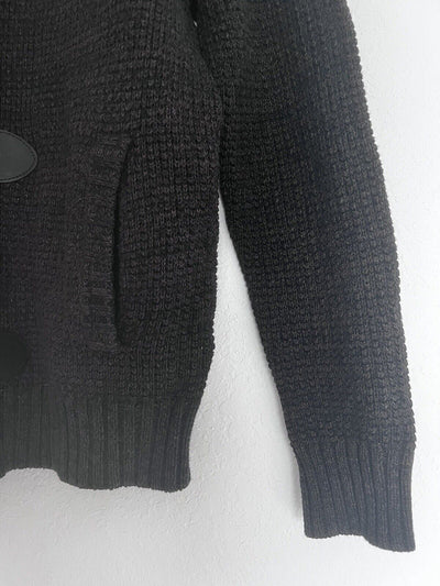 Express Mens Cardigan Sweater Sz M Brown Long Sleeve Cotton Toggle Button & Zip
