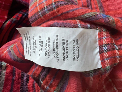 J CREW Women's Red Plaid Shirt Sz 8 Botton Down Collared Long Sleeve Top Boho