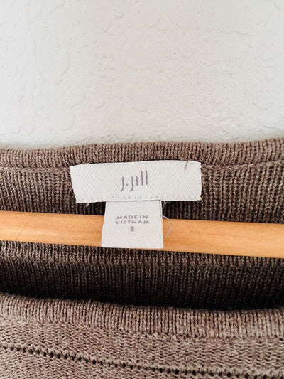 J. JILL Brown Textured Sweater Sz S Brown Long Sleeve Round Neck Wool Blend
