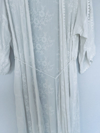 IN BLOOM by Jonquil Tie Wrap Kimono Robe White Floral Embroidered Fairy Boho