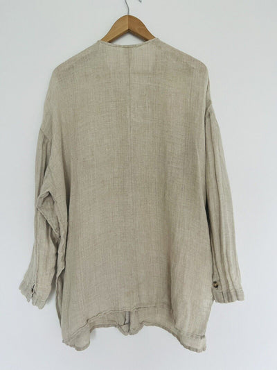 Compagnie International Express VTG 100% Linen Button-Up Shirt Sz L Lagenlook