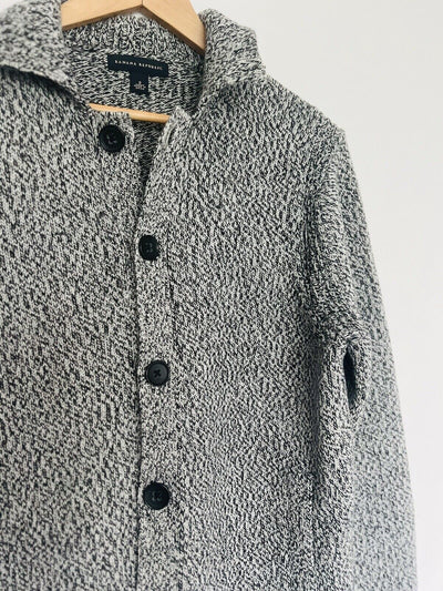 BANANA REPUBLIC Mens Cardigan Sweater Sz S Gray 100% Merino Extra Fine Wool