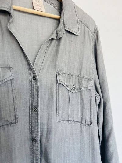Philosophy Gray Chambray Shirt Dress Size Medium