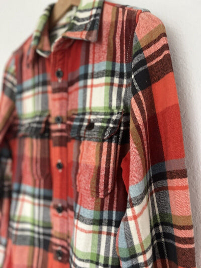 HOLLISTER Red Plaid Heavy Flannel Shirt Sz S Long Sleeve Botton Down Outdoors