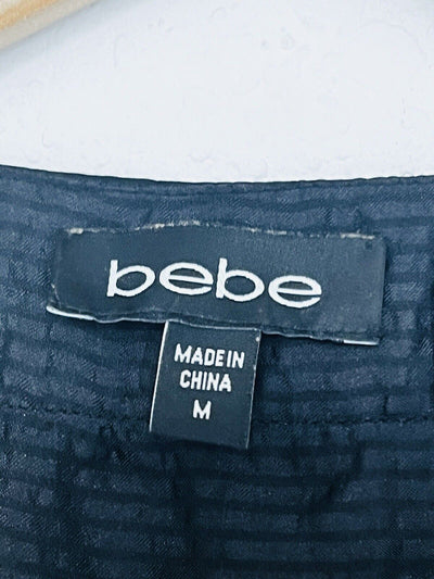 BEBE 100% Silk Embellished Tunic Dress Sz MColorful Bat Sleeves Flowy Artsy 90s