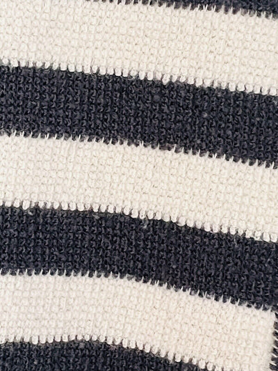 ORANGE CREEK Terry Cloth Dress Sz S Stripped Dark Grey White Pullover Pockets