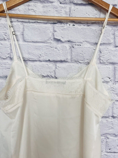 ABERCROMBIE & FITCH Camisole Tank Top Ivory Button Lace Trim Sz S Fairy Romantic