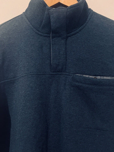 Magellan Mens Campfire Mock Sweater/Jacket Sz M Blue Pullover 1/4 Snap Outdoor