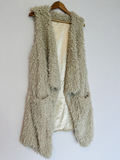 Unbranded Jacket Faux shaggy Sherpa Fur Vest Waterfall Front Sleeveless Lined