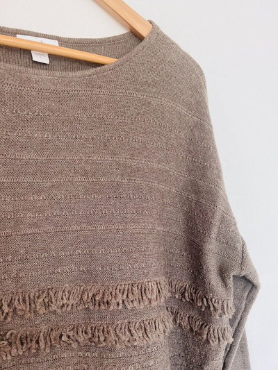 J. JILL Brown Textured Sweater Sz S Brown Long Sleeve Round Neck Wool Blend