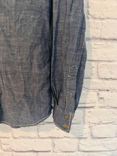 JEANS by BUFFALO Brand Mens Hooded Button-Down Shirt Blue Size Medium