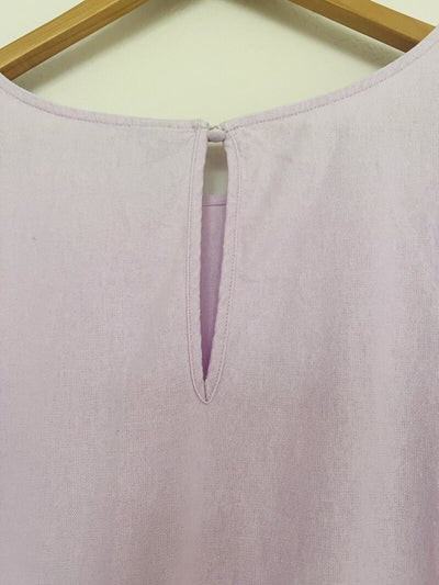 A NEW DAY Ruffle Short Sleeve Sz XL Dress Linen Blend Pockets Lilac Lagenlook